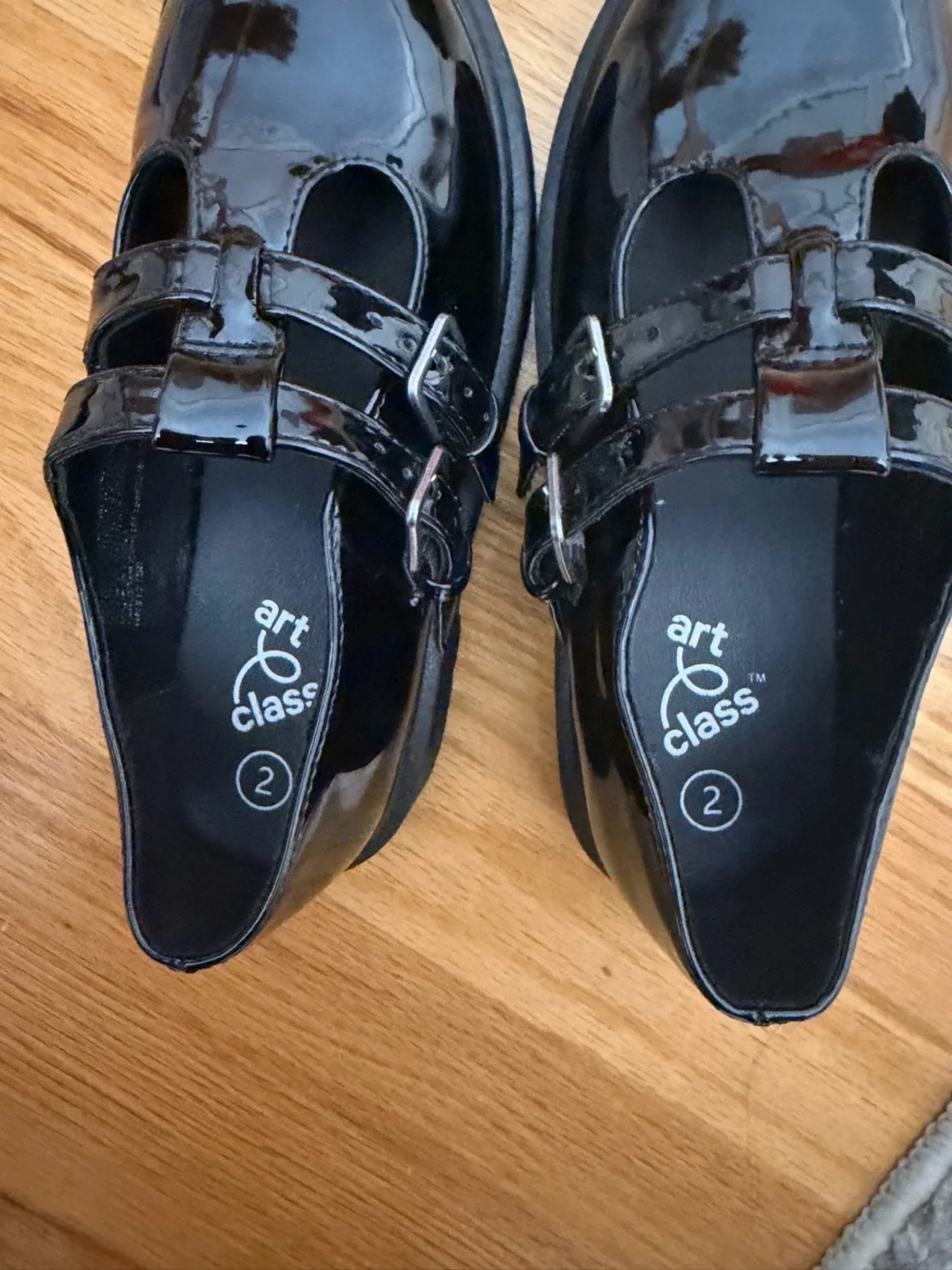 art class Black Patent Double-Strap Mary Jane Loafers